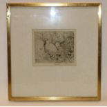 A signed engraving entitled 'The Spinney, Putney Heath' by R.T. Cowern, 1933. Signed in the