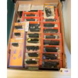 Quantity of RoCo Ho Model Miniature Minitanks. Including a trade box containing 5 vehicles. Plus a