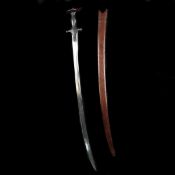 An Indian sword tulwar. 2nd half of the 19th century, curved SE blade 74cms cut with twin narrow