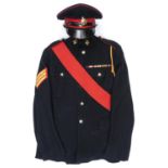 The No 1 Dress Blue uniform of Sergt Charles Stadden, Royal Sussex Regt TA comprising: peaked cap,