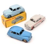 3 Dinky Toys Austin Somerset Saloon (40j). Example in light blue with mid blue wheels. Boxed,