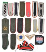 15 various Third Reich single epaulettes, mostly plain with coloured piping, 2 for Unteroffizier,