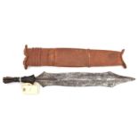 An African Salampasu head hunter's tribal knife. Early 20th century, broad DE blade 42.5cms,