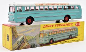 Dinky Supertoys Continental Touring Coach (953). In pale blue with white roof, 'Dinky Continental