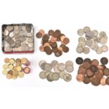 An accumulation of British Coins: crowns: 1935 (2) VF, 1953 (8), 1960, 1965 (22), 1972 (6), 1977,