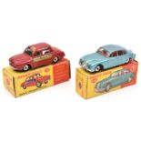 2 Dinky Toys. Daimler V8 (146) in aqua blue with red interior. Together with Renault Dauphine