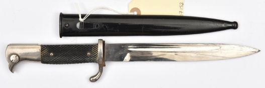 A Third Reich period parade bayonet, plated blade 8", by Carl Julius Krebs, Solingen, plated hilt