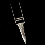 An unusual Indian dagger katar c.1700. Robust wavy blade 22cms cut with conforming fullers and
