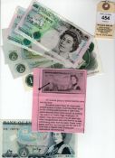 Bank of England EIIR banknotes (6): £5 signed J.B Page, 1973, prefix 24Z, with error, small piece of