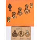 3 R Marines Artillery undress cap badges, grenade/chevrons, for Sergeant, Bombardier (1112) and