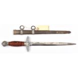 A Third Reich 2nd pattern Luftwaffe officer's dagger, with unmarked blade, the hilt having dark