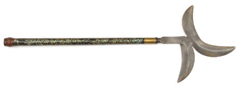 An unusual Japanese polearm magari yari. Probably 19th century (details of nakago unavailable), head