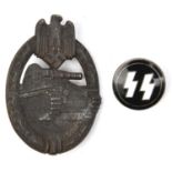 A Third Reich Panzer Assault badge in bronze, by Adolphe Scholz, solid flat back with round pin (