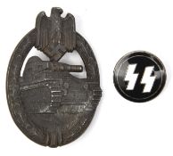 A Third Reich Panzer Assault badge in bronze, by Adolphe Scholz, solid flat back with round pin (