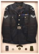 An ERII Corporal's tunic of the R.A.F. Regiment, embroidered shoulder titles, medal ribbons GS 1962,