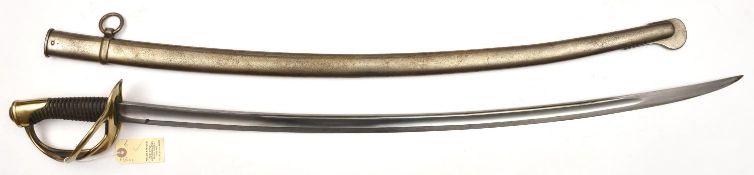A good French M1822 light cavalry trooper's sword, curved, fullered blade 36", with narrow back