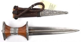 A good quality 19th century Sudanese arm dagger, blade 8" with raised rib and two narrow fullers