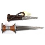 A good quality 19th century Sudanese arm dagger, blade 8" with raised rib and two narrow fullers