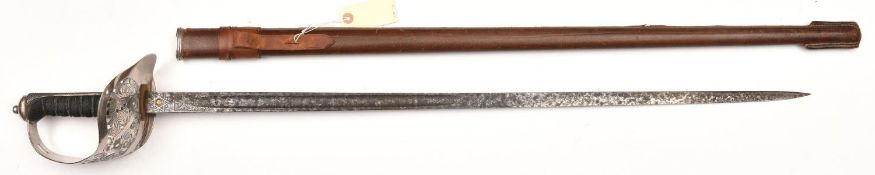 A George V 1897 pattern Infantry officer's sword, by Mole & Sons, Birmingham, blade 32", with plated