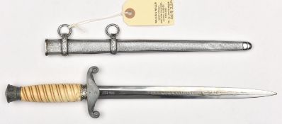 A Third Reich Army officer's dagger, by Tiger, Solingen, the hilt with grey metal mounts and white