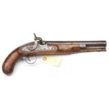 A 14 bore percussion trade quality pistol, 14" overall, round barrel 9" with London proofs, the