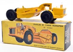 A scarce Budgie Toys Euclid 21 Yard Scraper (282). In bright yellow with black plastic wheels/tyres.