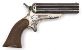 A .32" RF Sharps & Hankins 4 barrelled pistol, 6" overall, barrels 3½" stamped "Address Sharps &