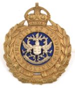 An OR's bi-metal cap badge of the City of London Yeomanry, with backing plate. Near VGC Plate 1 .
