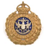 An OR's bi-metal cap badge of the City of London Yeomanry, with backing plate. Near VGC Plate 1 .