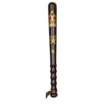 A George V lignum vitae truncheon, painted crown and 'GR', shaped grip, leather wrist strap, 15½"