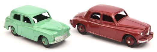 2 Dinky Cars. Rover 75 (140b), example in maroon with maroon wheels. Plus a Hillman Minx (40F),