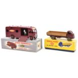 2 Dinky Toys. Big Bedford Lorry (408), in maroon with fawn body and wheels. Plus a Horse Box (