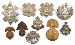 10 cap/glengarry badges: 4th/5th R Scots, Northumberland Fus, KC R Fus, ERII KOSB, DCLI (brooch