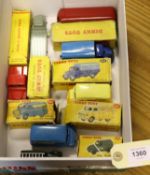 7 Dinky Toys. Post Office Telephone Service Van, 2x Bedford CA Vans, Ovaltine and Dinky Toys. Mersey