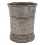 A mid Victorian pewter beaker engraved to "C. Losack Esq, 93rd Highlanders" in contemporary hand,