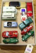 11 Corgi Toys. Rover 90, Ferrari Berlinetta 250 Le Mans, Porsche Carrera 6, Mercedes-Benz 600