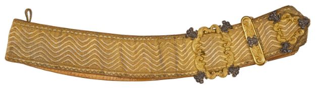 A good officer's full dress gilt lace shoulder belt of the 3rd (Prince of Wales's) Dragoon Guards,