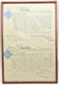 2 Geo V WWI Commissions, to Charles Herbert Pigg, the first appointing him 2nd Lieutenant,