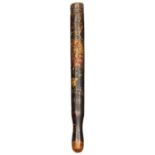 A George IV Rotherham parish constable's staff, of baluster truncheon form, engraved brass band to
