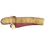 A cavalry officer's gilt lace shoulder belt, blue velvet edging, maroon leather backing, plain