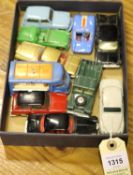 10 Corgi Toys. Lotus MkII, Hillman Husky, Triumph TR3, Rover 90, Land Rover 109", Austin A40