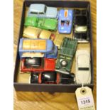 10 Corgi Toys. Lotus MkII, Hillman Husky, Triumph TR3, Rover 90, Land Rover 109", Austin A40