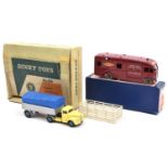 2 Dinky Toys. Commer Convertible Articulated Truck (424), in pale yellow with silver grey trailer
