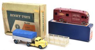 2 Dinky Toys. Commer Convertible Articulated Truck (424), in pale yellow with silver grey trailer