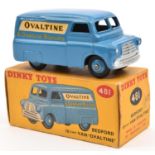 Dinky Toys Bedford 10cwt Van 'Ovaltine' (481). In mid blue with mid blue wheels and black rubber