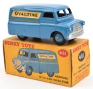 Dinky Toys Bedford 10cwt Van 'Ovaltine' (481). In mid blue with mid blue wheels and black rubber