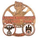 A Third Reich bronze and enamel car badge (?) or plaque for the Brandenburg Regional Motor Rally,