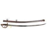 A US Civil War period cavalry trooper's sword, curved, fullered blade with narrow back fuller to