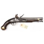 A .65" Tower New Land pattern flintlock holster pistol, the barrel with ordnance proofs; the line