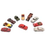 10 Dinky Toys for restoration. Morris Oxford, Vauxhall Cresta, Jaguar 3.4, Renault Dauphine Mini